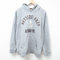【50%OFF】XL★古着 オールドネイビー OLD NAVY 長袖 スウェット パーカー メンズ 00年代 00s アスレチック 刺繍 グレー フード内側サーマル 霜降り 24nov09 中古 スエット トレーナー トップス