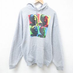 XL★古着 ラッセル 長袖 ヒップホップ ラップ スウェット パーカー メンズ 00年代 00s トゥパック 2パック 2PAC 大きいサイズ グレー 霜降り 24nov09 中古 スエット トレーナー トップス