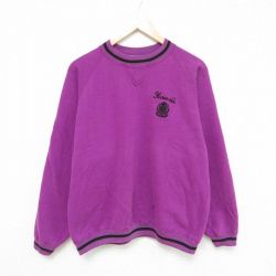 L★古着 長袖 スウェット メンズ 00年代 00s ハワイ ラグラン クルーネック 紫 パープル 24nov09 中古 スエット トレーナー トップス