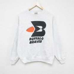 L★古着 リー Lee 長袖 スウェット メンズ 00年代 00s バッファローブレーブス クルーネック 薄グレー 霜降り 24nov09 中古 スエット トレーナー トップス