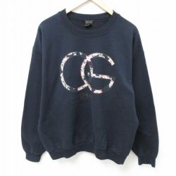 L★古着 オベイ OBEY 長袖 スウェット メンズ ビッグロゴ クルーネック 黒 ブラック 【spe】 24nov19 中古 スエット トレーナー トップス
