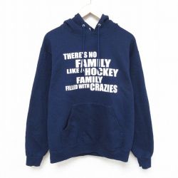 M★古着 ジャージーズ 長袖 スウェット パーカー メンズ 00年代 00s FAMILY 紺 ネイビー 24nov12 中古 スエット トレーナー トップス