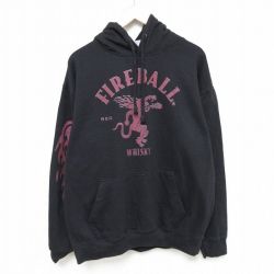 XL★古着 長袖 スウェット パーカー メンズ ファイヤーボール ウィスキー 黒 ブラック 24nov12 中古 スエット トレーナー トップス