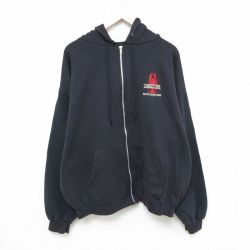 XL★古着 チャンピオン Champion 長袖 フルジップ スウェット パーカー メンズ 00年代 00s ロブスター ツートンカラー 大きいサイズ 黒他 ブラック 24nov12 中古 スエット トレーナー トップス