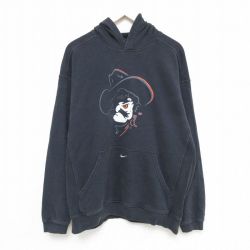 XL★古着 ナイキ NIKE 長袖 スウェット パーカー メンズ カウボーイ 黒 ブラック 24nov12 中古 スエット トレーナー トップス