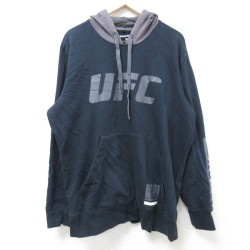 L★古着 リーボック REEBOK 長袖 スウェット パーカー メンズ UFC ツートンカラー 黒他 ブラック 24nov12 中古 スエット トレーナー トップス