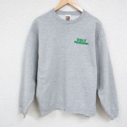 L★古着 フルーツオブザルーム 長袖 スウェット メンズ 00年代 00s VOLT 刺繍 クルーネック グレー 霜降り 24nov12 中古 スエット トレーナー トップス