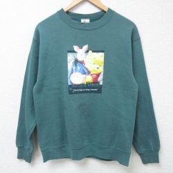 ディズニー 90s 長袖スウェット くまのプーさん グリーン S | 古着
