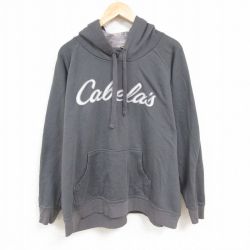 XL★古着 カベラス 長袖 スウェット パーカー メンズ 00年代 00s ビッグロゴ 刺繍 大きいサイズ ラグラン グレー 24nov13 中古 スエット トレーナー トップス