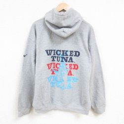 XL★古着 長袖 スウェット パーカー メンズ ウィキッドツナ 大きいサイズ グレー 霜降り 24nov14 中古 スエット トレーナー トップス