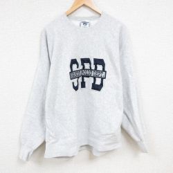 XL★古着 リー Lee 長袖 スウェット メンズ 90年代 90s 警察署 刺繍 大きいサイズ クルーネック USA製 薄グレー 霜降り 24nov14 中古 スエット トレーナー トップス
