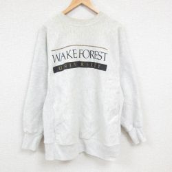 【20%OFF】XL★古着 長袖 スウェット メンズ 90年代 90s ウェイクフォレスト 大学 大きいサイズ クルーネック USA製 薄グレー 霜降り 24nov14 中古 スエット トレーナー トップス