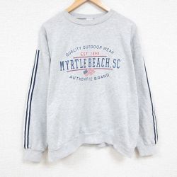 【50%OFF】XL★古着 長袖 スウェット メンズ 00年代 00s 星条旗 大きいサイズ コットン クルーネック USA製 グレー 霜降り 24nov14 中古 スエット トレーナー トップス