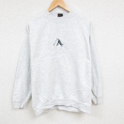 XL★古着 長袖 スウェット メンズ 00年代 00s ツェルマット スイス 刺繍 大きいサイズ クルーネック 薄グレー 霜降り 24nov14 中古 スエット トレーナー トップス