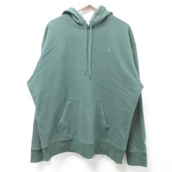 XL★古着 チャンピオン Champion 長袖 スウェット パーカー メンズ ワンポイントロゴ 緑 グリーン 24nov15 中古 スエット トレーナー トップス