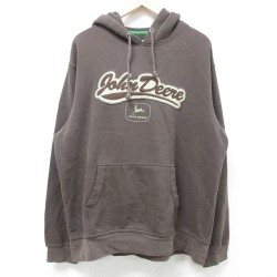 L★古着 長袖 スウェット パーカー メンズ JOHN DEERE こげ茶 ブラウン 24nov15 中古 スエット トレーナー トップス