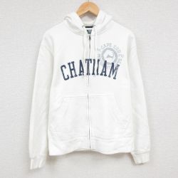L★古着 長袖 ブランド フルジップ スウェット パーカー メンズ 00年代 00s チャタム 白 ホワイト 24nov15 中古 スエット トレーナー トップス