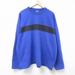XL★古着 チャンピオン Champion 長袖 スウェット メンズ 00年代 00s 無地 大きいサイズ クルーネック 青 ブルー 24nov16 中古 スエット トレーナー トップス