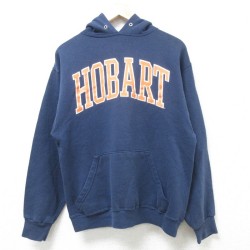 M★古着 長袖 スウェット パーカー メンズ 00年代 00s HOBART USA製 紺 ネイビー 24nov19 中古 スエット トレーナー トップス