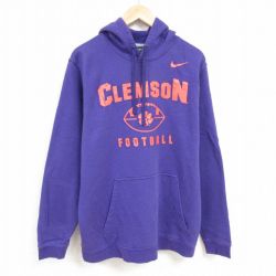 XL★古着 ナイキ NIKE 長袖 スウェット パーカー メンズ クリムゾン フットボール 大きいサイズ 紫 パープル 24nov16 中古 スエット トレーナー トップス