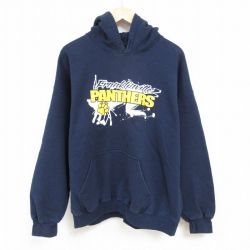 XL★古着 長袖 スウェット パーカー メンズ パンサーズ 大きいサイズ 紺 ネイビー 24nov18 中古 スエット トレーナー トップス