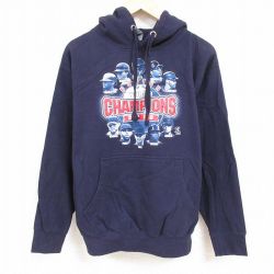 【50%OFF】L★古着 長袖 スウェット パーカー メンズ MLB ボストンレッドソックズ 紺 ネイビー メジャーリーグ ベースボール 野球 24nov18 中古 スエット トレーナー トップス