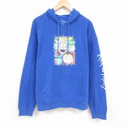 XL★古着 リップルジャンクション 長袖 スウェット パーカー メンズ アニメ リックアンドモーティ 大きいサイズ 青 ブルー 24nov18 中古 スエット トレーナー トップス