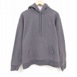 XL★古着 チャンピオン Champion 長袖 スウェット パーカー メンズ ワンポイントロゴ グレー 霜降り 24nov20 中古 スエット トレーナー トップス