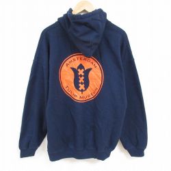 XL★古着 長袖 スウェット パーカー メンズ 00年代 00s アムステルダム 大きいサイズ 紺 ネイビー 24nov20 中古 スエット トレーナー トップス