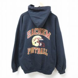 XL★古着 長袖 スウェット パーカー メンズ 00年代 00s サケム フットボール 大きいサイズ 黒 ブラック 24nov20 中古 スエット トレーナー トップス