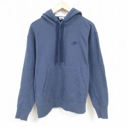 L★古着 ナイキ NIKE 長袖 スウェット パーカー メンズ ワンポイントロゴ コットン グレー 24nov21 中古 スエット トレーナー トップス