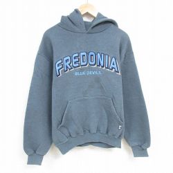 XL★古着 ラッセル 長袖 スウェット パーカー メンズ 00年代 00s フレドニア 刺繍 グレー 霜降り 24nov21 中古 スエット トレーナー トップス