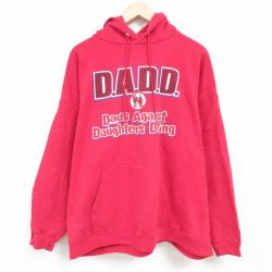 XL★古着 ヘインズ Hanes 長袖 スウェット パーカー メンズ 00年代 00s メッセージ 大きいサイズ 赤 レッド 24nov22 中古 スエット トレーナー トップス