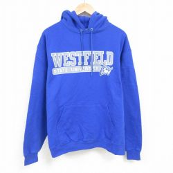 XL★古着 チャンピオン Champion 長袖 スウェット パーカー メンズ ウエストフィールド 大学 青 ブルー 24nov26 中古 スエット トレーナー トップス