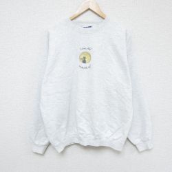 XL★古着 ヘインズ Hanes 長袖 スウェット メンズ 00年代 00s ネコ クルーネック 薄グレー 霜降り 24nov28 中古 スエット トレーナー トップス