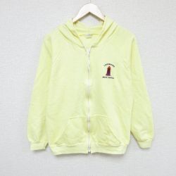 M★古着 長袖 フルジップ スウェット パーカー メンズ 80年代 80s 灯台 ラグラン クルーネック 黄 イエロー 24nov28 中古 スエット トレーナー トップス