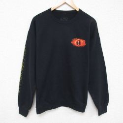 L★古着 長袖 スウェット メンズ 映画 ロードオブザリング クルーネック 黒 ブラック 【spe】 24nov28 中古 スエット トレーナー トップス