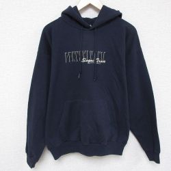 【50%OFF】L★古着 ヘインズ Hanes 長袖 スウェット パーカー メンズ 00年代 00s ペンシルベニア 刺繍 濃紺 ネイビー 24nov28 中古 スエット トレーナー トップス