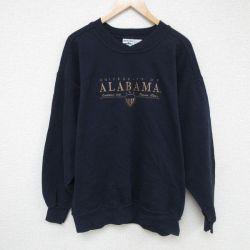 XL★古着 長袖 スウェット メンズ 00年代 00s アラバマ 大学 大きいサイズ クルーネック カナダ製 濃紺 ネイビー 24nov30 中古 スエット トレーナー トップス