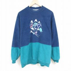 00s 長袖フリース スキー刺繍 ネイビー XL | 古着