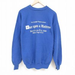 XL★古着 ジャージーズ 長袖 スウェット メンズ 90年代 90s ミルバーン 高等学校 大きいサイズ クルーネック USA製 青 ブルー 24dec03 中古 スエット トレーナー トップス