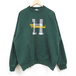【20%OFF】XL★古着 フルーツオブザルーム 長袖 スウェット メンズ 90年代 90s M クルーネック USA製 緑 グリーン 24dec05 中古 スエット トレーナー トップス