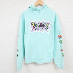 【50%OFF】XL★古着 オールドネイビー OLD NAVY 長袖 スウェット パーカー メンズ アニメ ニコロデオン ラグラッツ 大きいサイズ 薄緑 グリーン 24dec06 中古 スエット トレーナー トップス