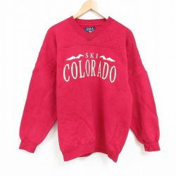 XL★古着 長袖 スウェット メンズ 00年代 00s コロラド ラグラン Vネック エンジ 24dec05 中古 スエット トレーナー トップス
