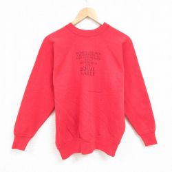 L★古着 長袖 スウェット メンズ 80年代 80s メッセージ ラグラン クルーネック USA製 赤 レッド 24dec05 中古 スエット トレーナー トップス
