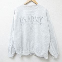 XL★古着 長袖 スウェット メンズ 00年代 00s ミリタリー USアーミー 大きいサイズ クルーネック 薄グレー 霜降り 24dec13 中古 スエット トレーナー トップス
