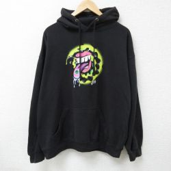 XL★古着 ネフ NEFF 長袖 スウェット パーカー メンズ 口 大きいサイズ 黒 ブラック 24dec13 中古 スエット トレーナー トップス