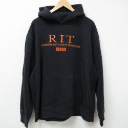 XL★古着 ジャンスポーツ 長袖 スウェット パーカー メンズ 00年代 00s RIT 刺繍 黒 ブラック 24dec13 中古 スエット トレーナー トップス