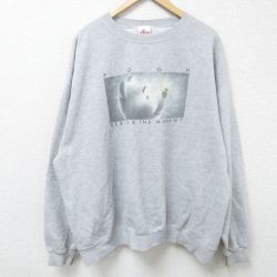 【50%OFF】XL★古着 長袖 スウェット メンズ 00年代 00s ディズニー DISNEY くまのプーさん 大きいサイズ クルーネック グレー 霜降り 【spe】 24dec13 中古 スエット トレーナー トップス