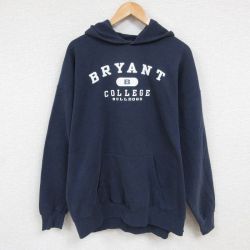 【50%OFF】XL★古着 ジャンスポーツ 長袖 スウェット パーカー メンズ 90年代 90s BRYANT カレッジ 大きいサイズ USA製 紺 ネイビー 24dec11 中古 スエット トレーナー トップス